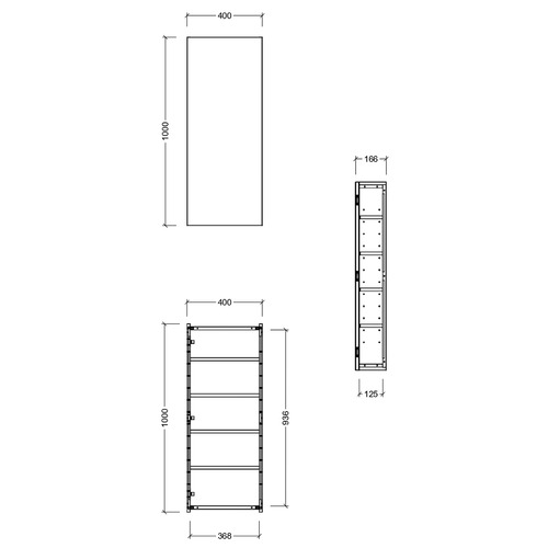 Jazz 400mm Mirrored Shaving Cabinet with Melamine Shelves