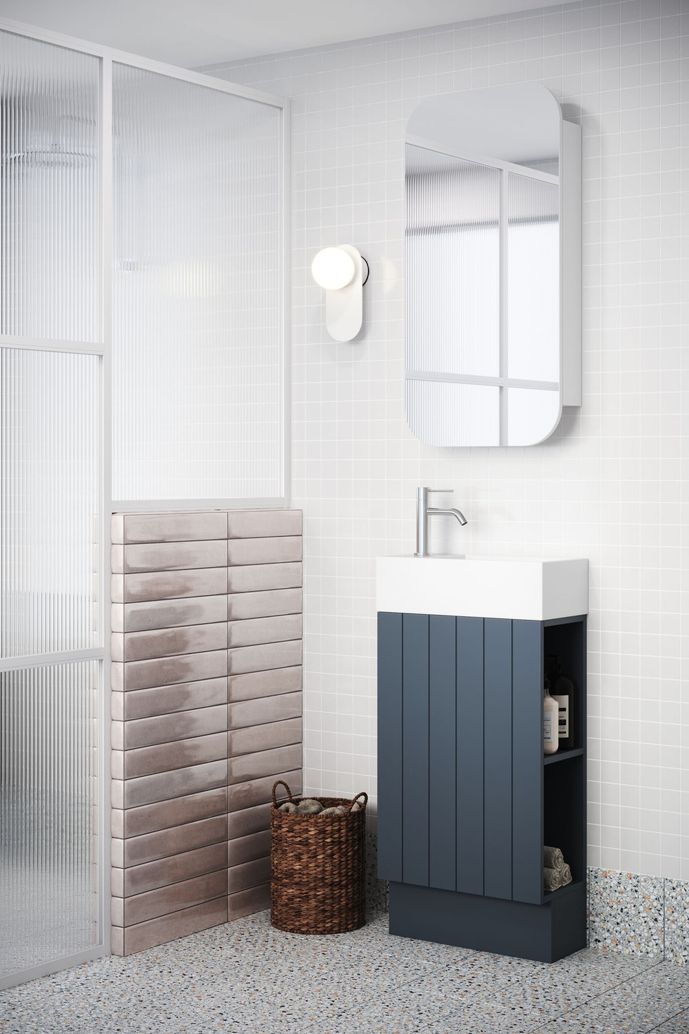 Lottie-V-Groove-480mm-Freestanding-Small-Space-Vanity-with-Ceramic-Countertop