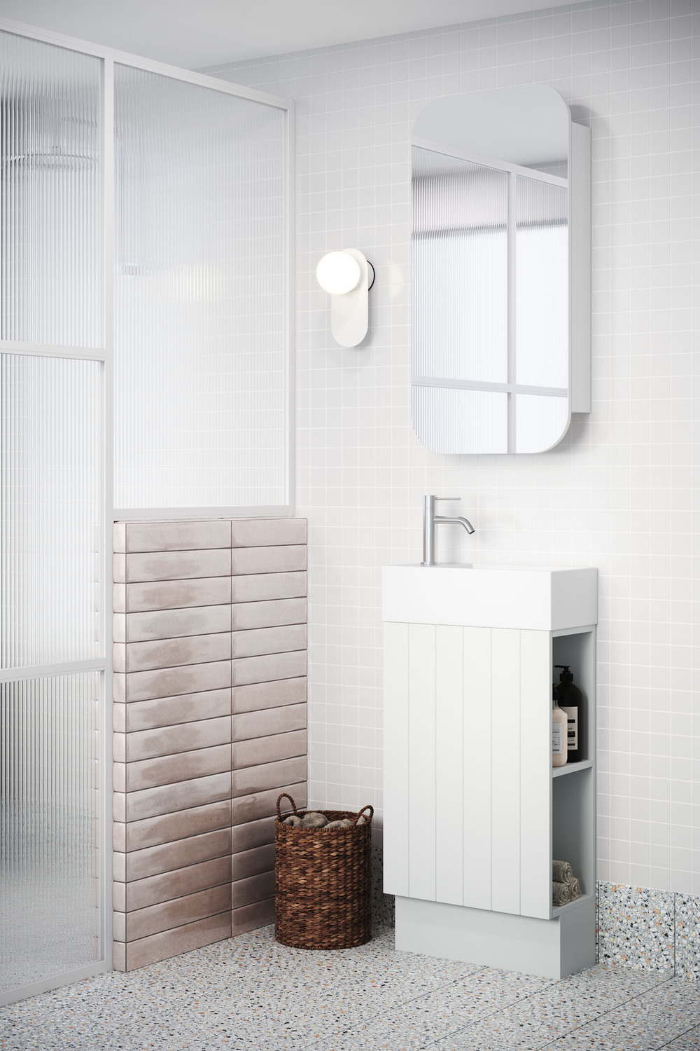 Lottie-V-Groove-480mm-Freestanding-Small-Space-Vanity-with-Ceramic-Countertop