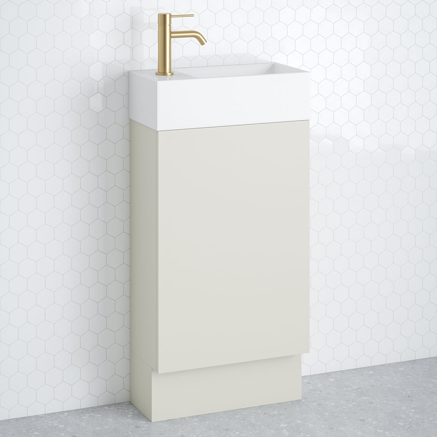Lottie 480mm Freestanding Small Space Vanity with Ceramic Countertop