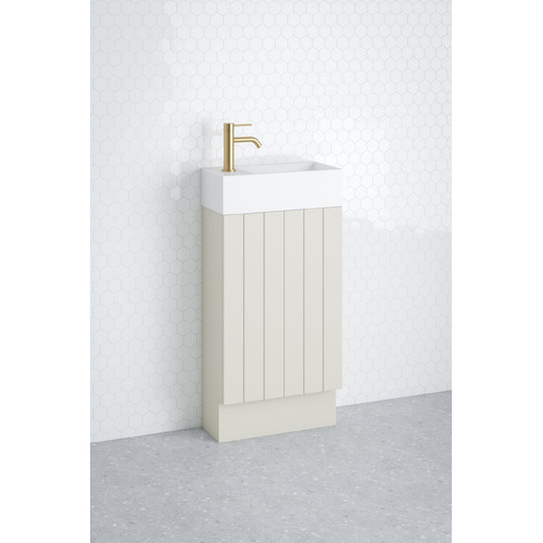 Lottie V-Groove 480mm Freestanding Small Space Vanity with Ceramic Countertop