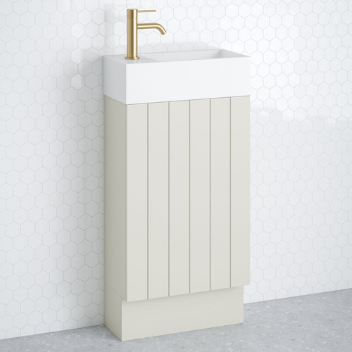 Lottie V-Groove 480mm Freestanding Small Space Vanity with Ceramic Countertop