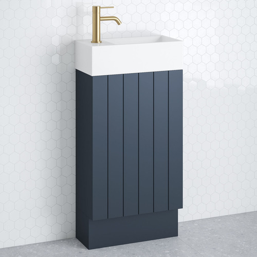 Lottie V-Groove 480mm Freestanding Small Space Vanity with Ceramic Countertop