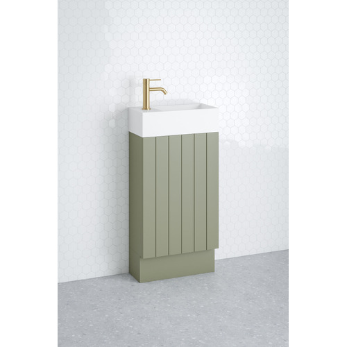 Lottie V-Groove 480mm Freestanding Small Space Vanity with Ceramic Countertop