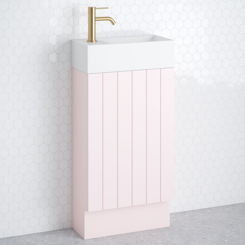 Lottie V-Groove 480mm Freestanding Small Space Vanity with Ceramic Countertop