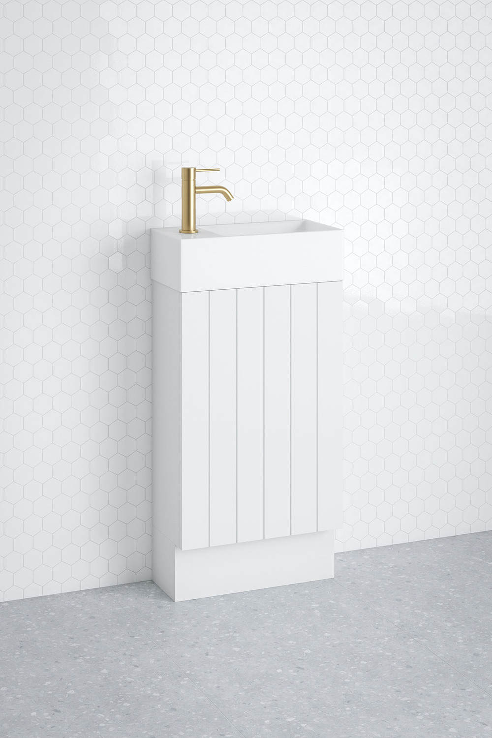 Lottie V-Groove 480mm Freestanding Small Space Vanity with Ceramic Countertop