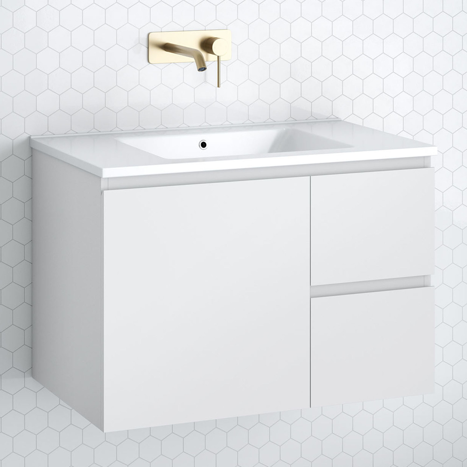 Nevada 750mm Wall Hung Vanity with Ceramic Countertop