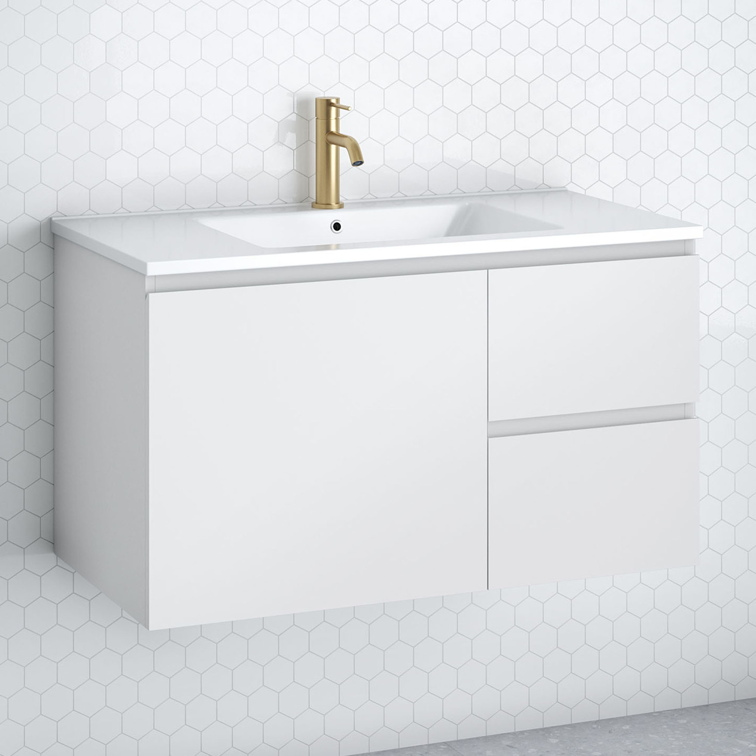 Nevada 900mm Wall Hung Vanity with Ceramic Countertop