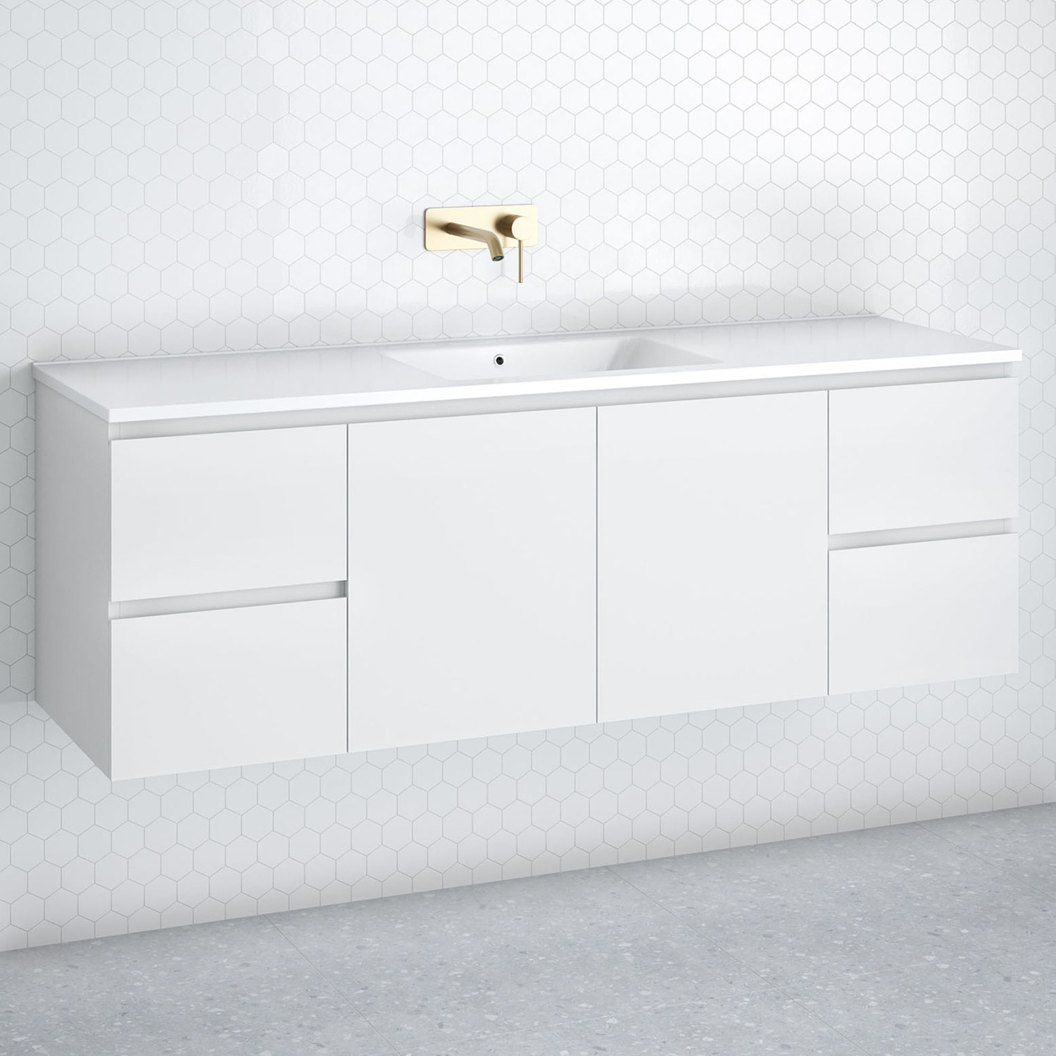 Nevada 1500mm Wall Hung Vanity with Ceramic Countertop