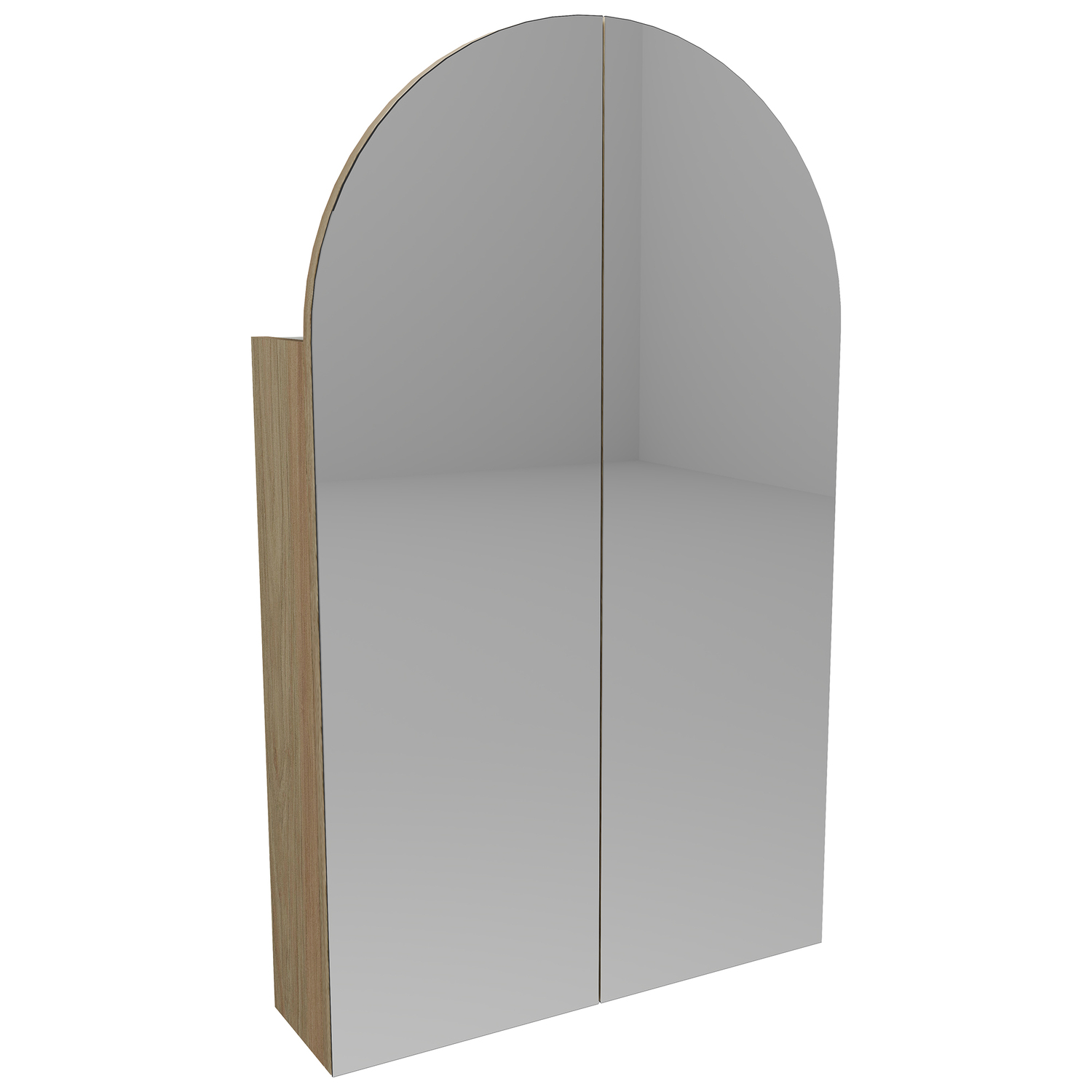 Church 600mm Arch Mirrored Shaving Cabinet with Melamine Shelves