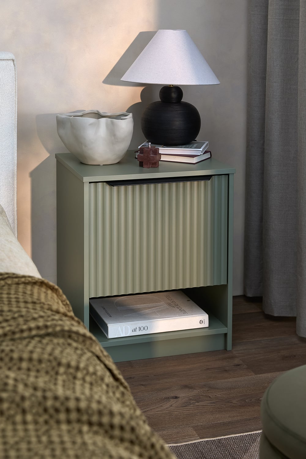 Somnus-2-Drawers-Bedside-Table-with-Black-Handle
