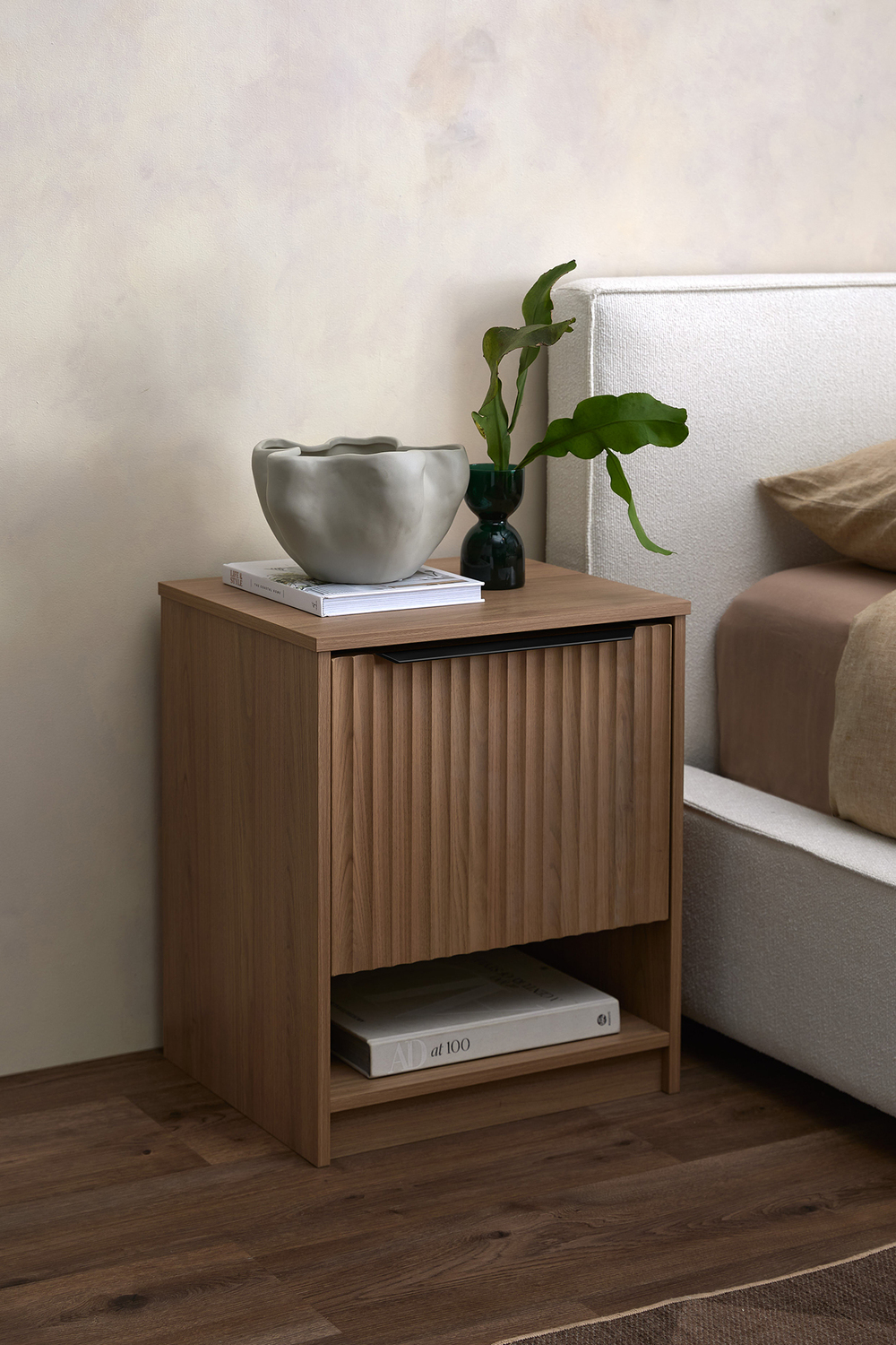 Somnus-2-Drawers-Bedside-Table-with-Black-Handle