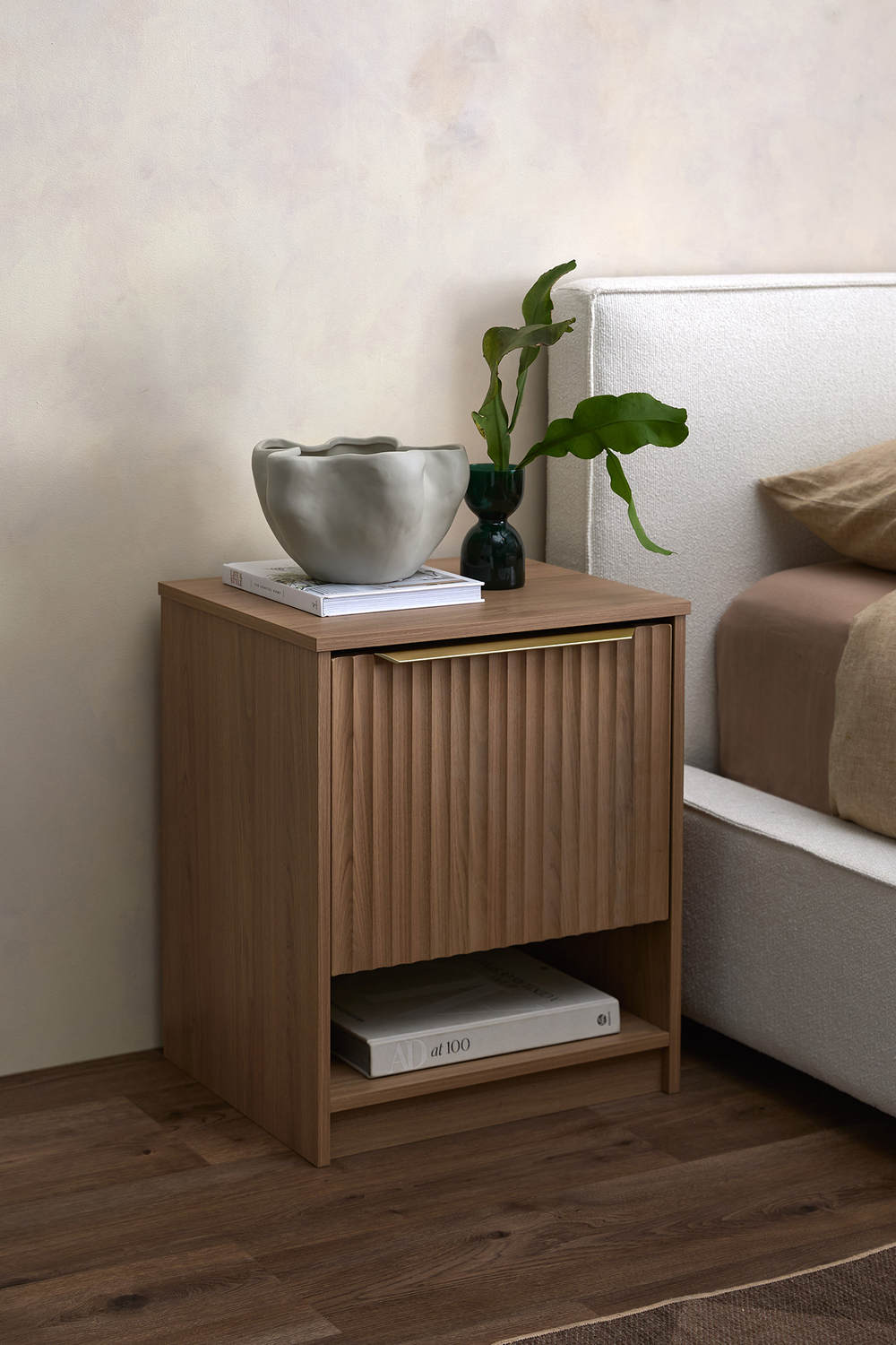 Somnus-2-Drawers-Bedside-Table-with-Brushed-Gold-Handle