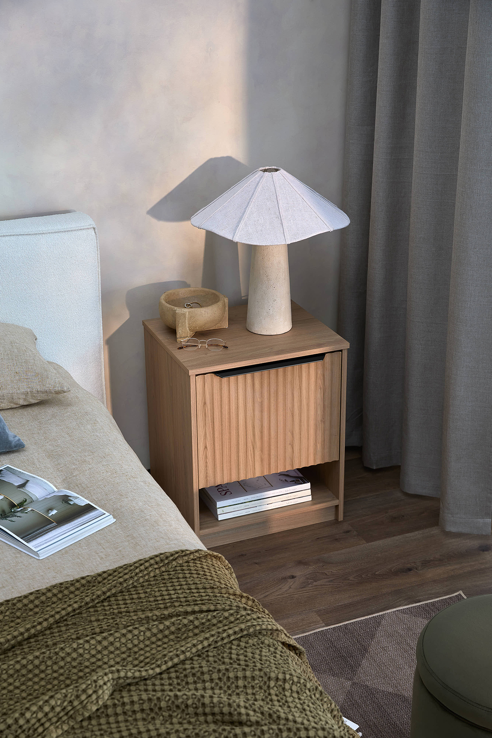 Somnus-2-Drawers-Bedside-Table-with-Black-Handle