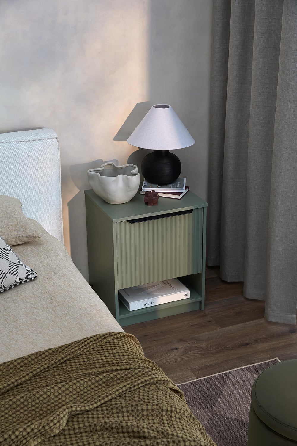 Somnus-2-Drawers-Bedside-Table-with-Black-Handle