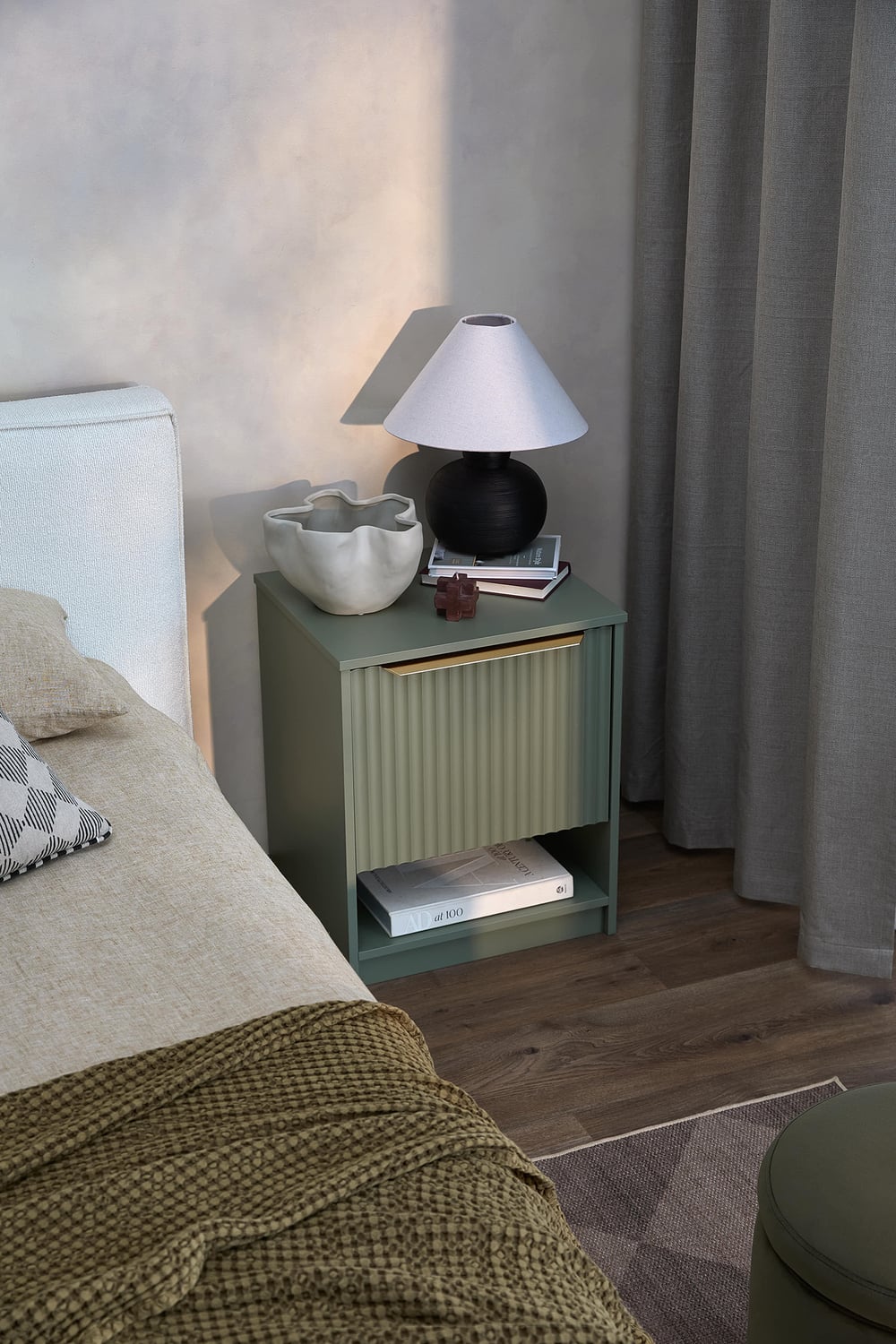 Somnus-2-Drawers-Bedside-Table-with-Brushed-Gold-Handle