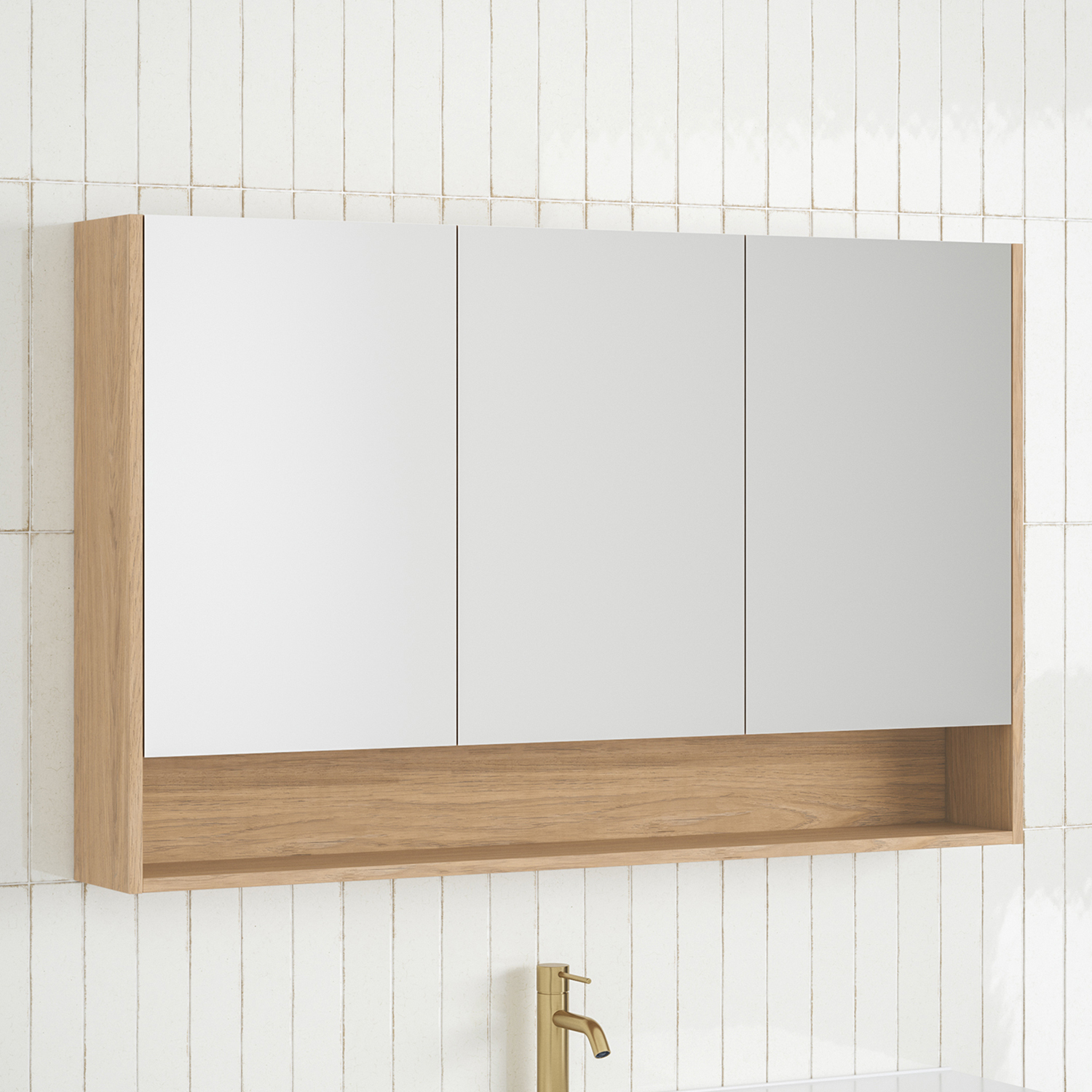 Sanremo 1200mm Mirrored Shaving Cabinet with Open Shelf
