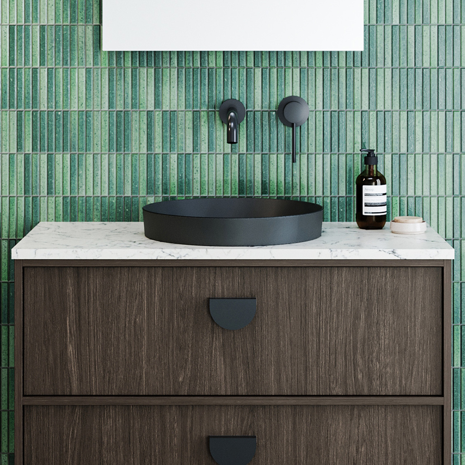 Radius 400mm Round Ceramic Semi-Inset Basin