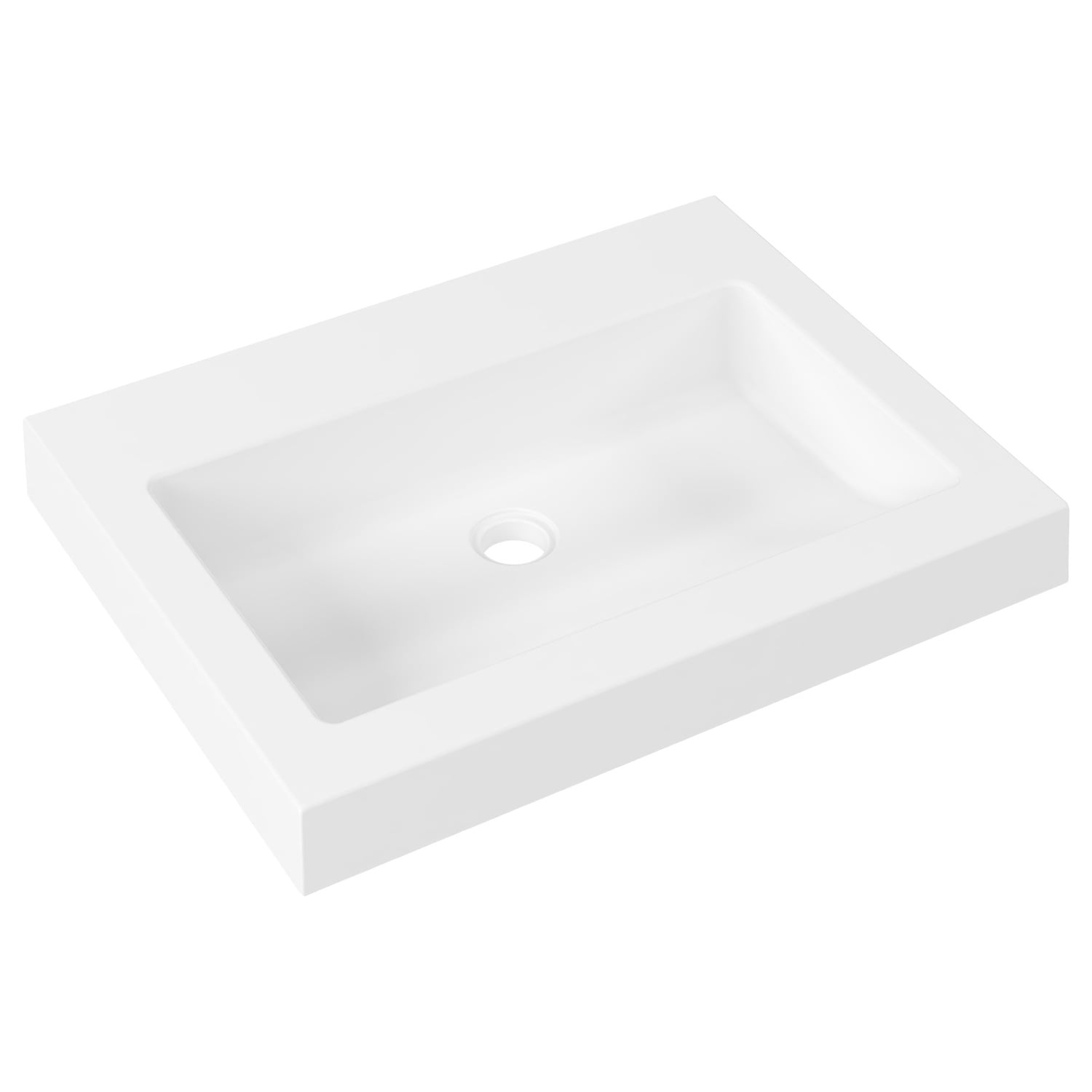 Essential 600mm Gloss White Rectangular Composite Wall Hung Basin