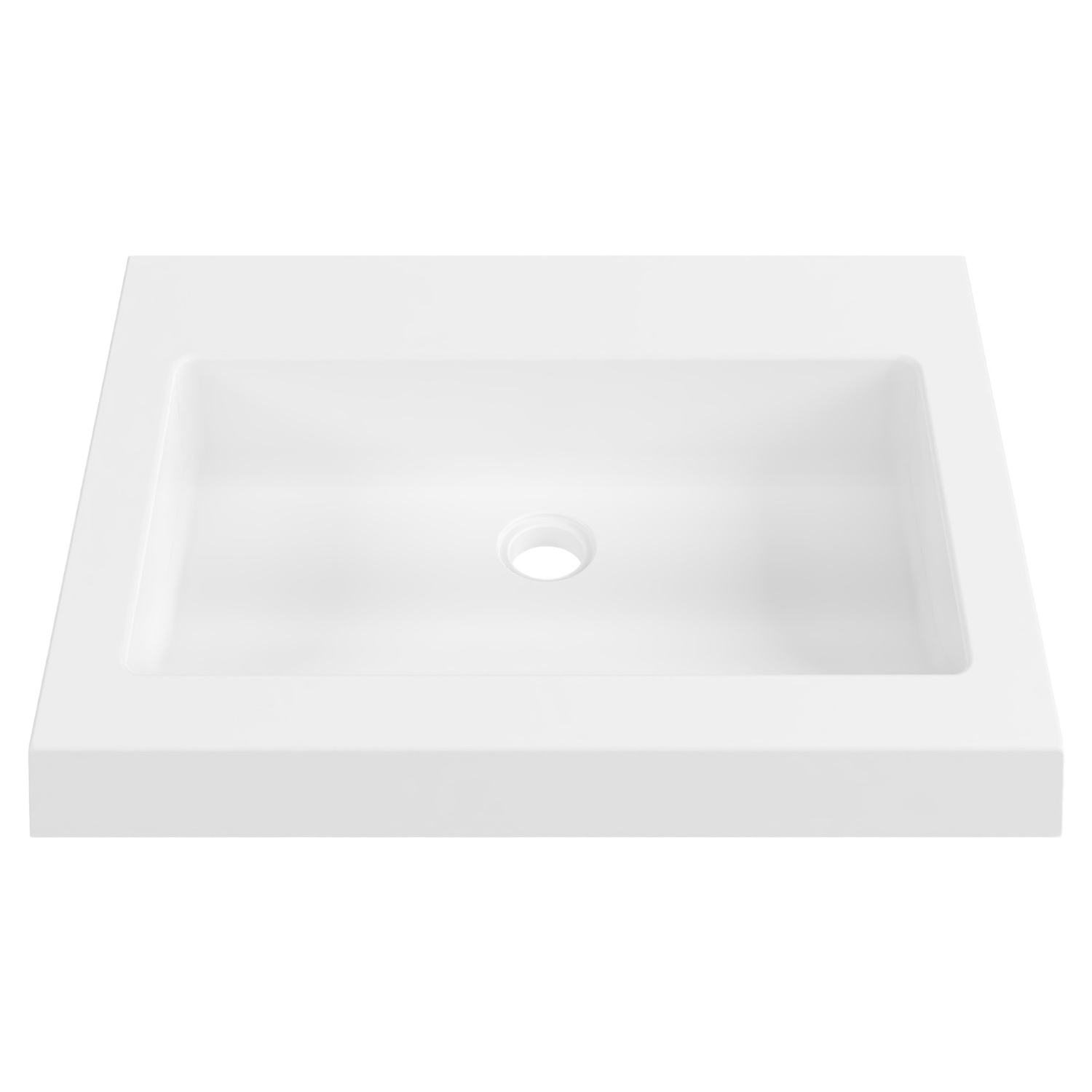 Essential 600mm Gloss White Rectangular Composite Wall Hung Basin