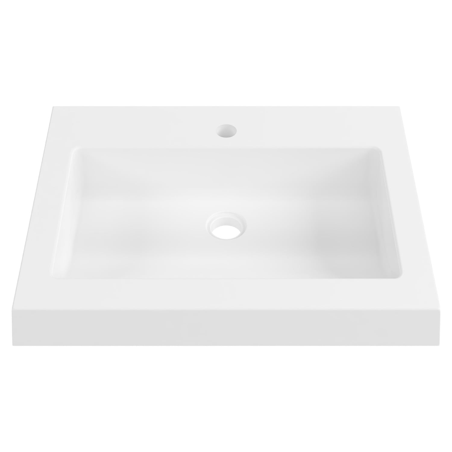 Essential 600mm Gloss White Rectangular Composite Wall Hung Basin