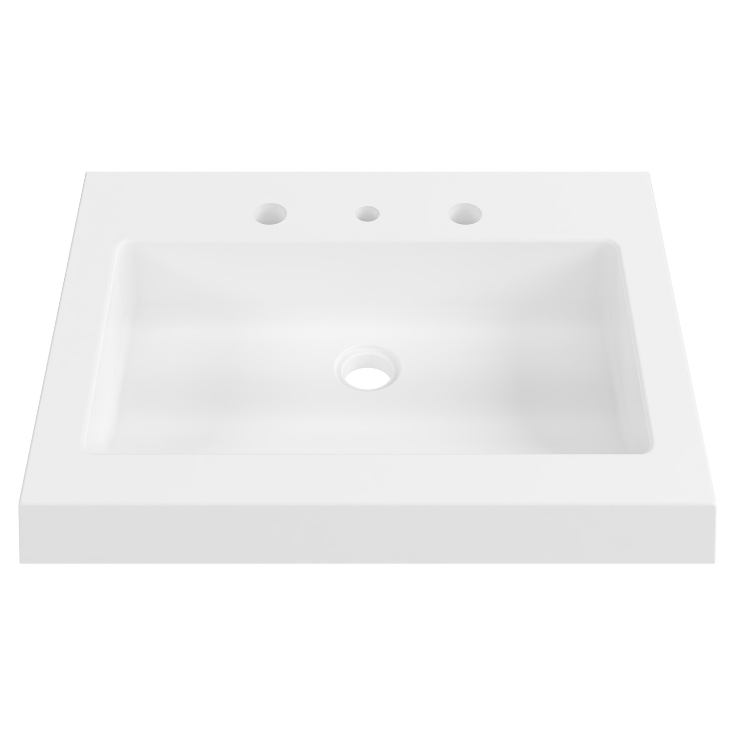Essential 600mm Gloss White Rectangular Composite Wall Hung Basin
