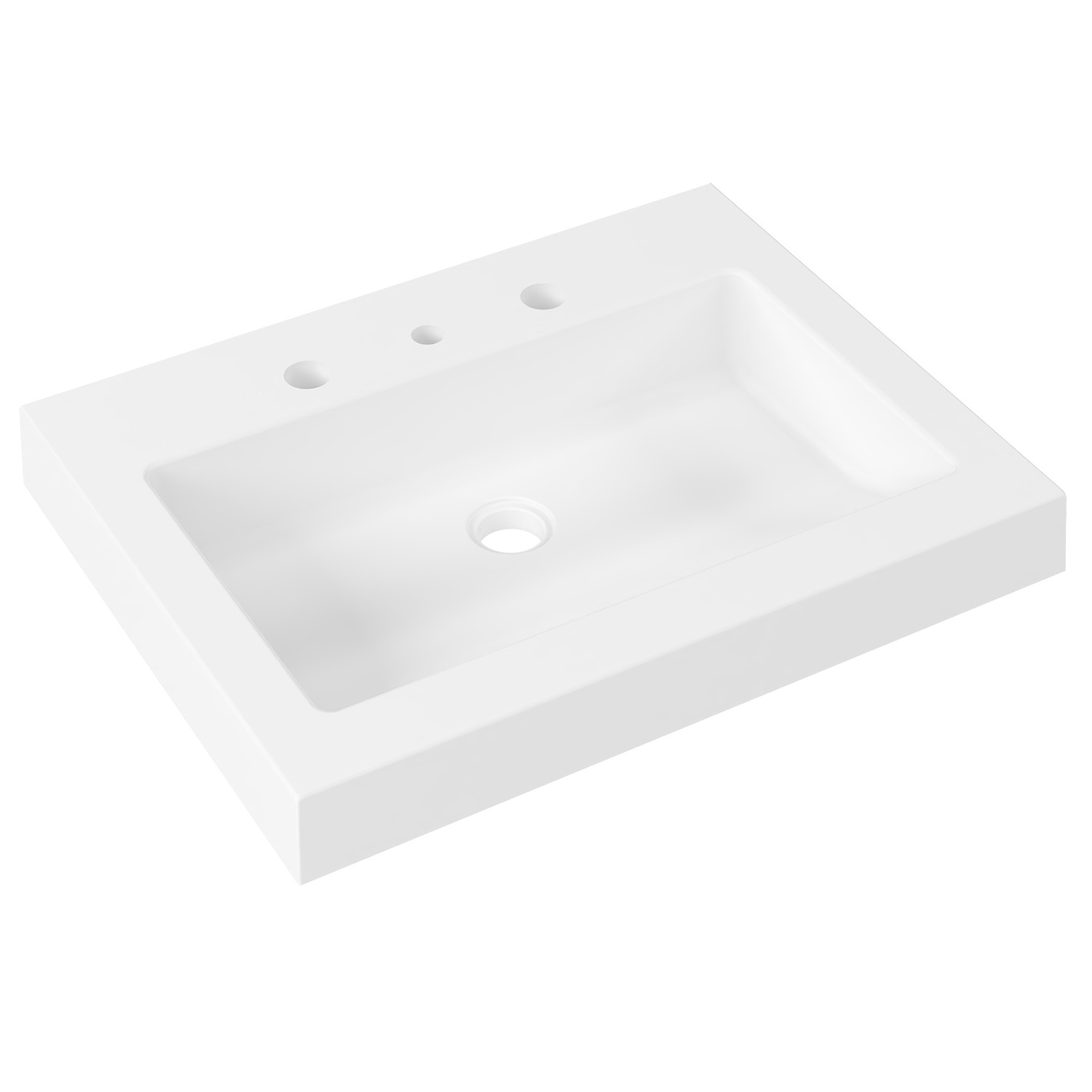 Essential 600mm Gloss White Rectangular Composite Wall Hung Basin