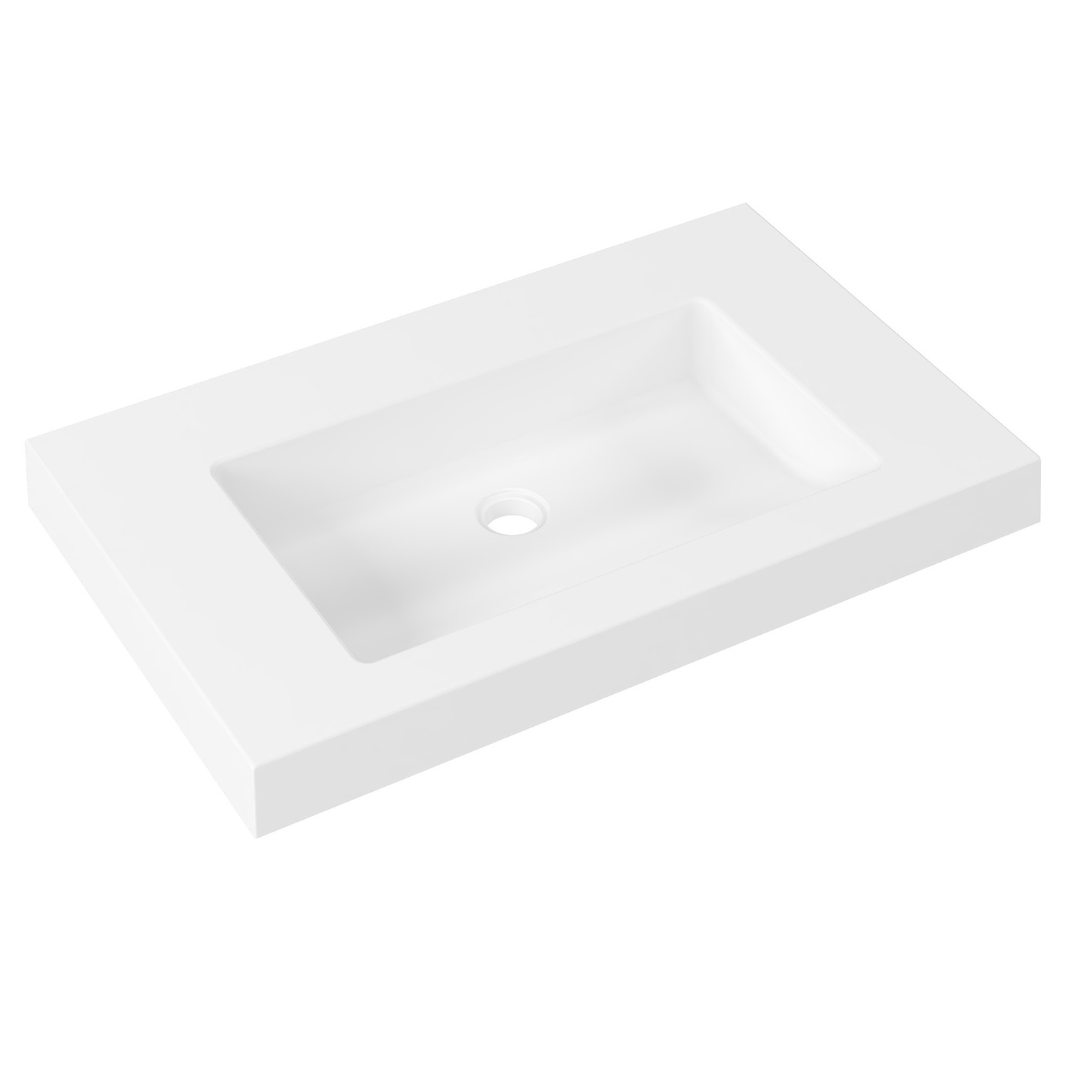 Essential 750mm Gloss White Rectangular Composite Wall Hung Basin