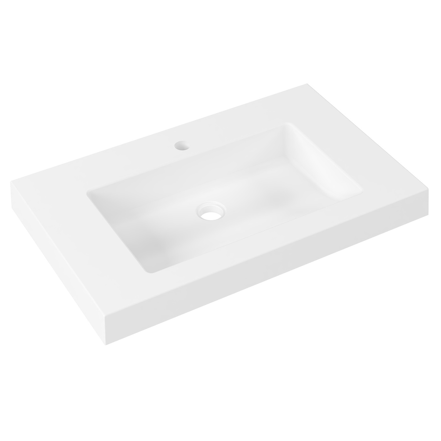 Essential 750mm Gloss White Rectangular Composite Wall Hung Basin