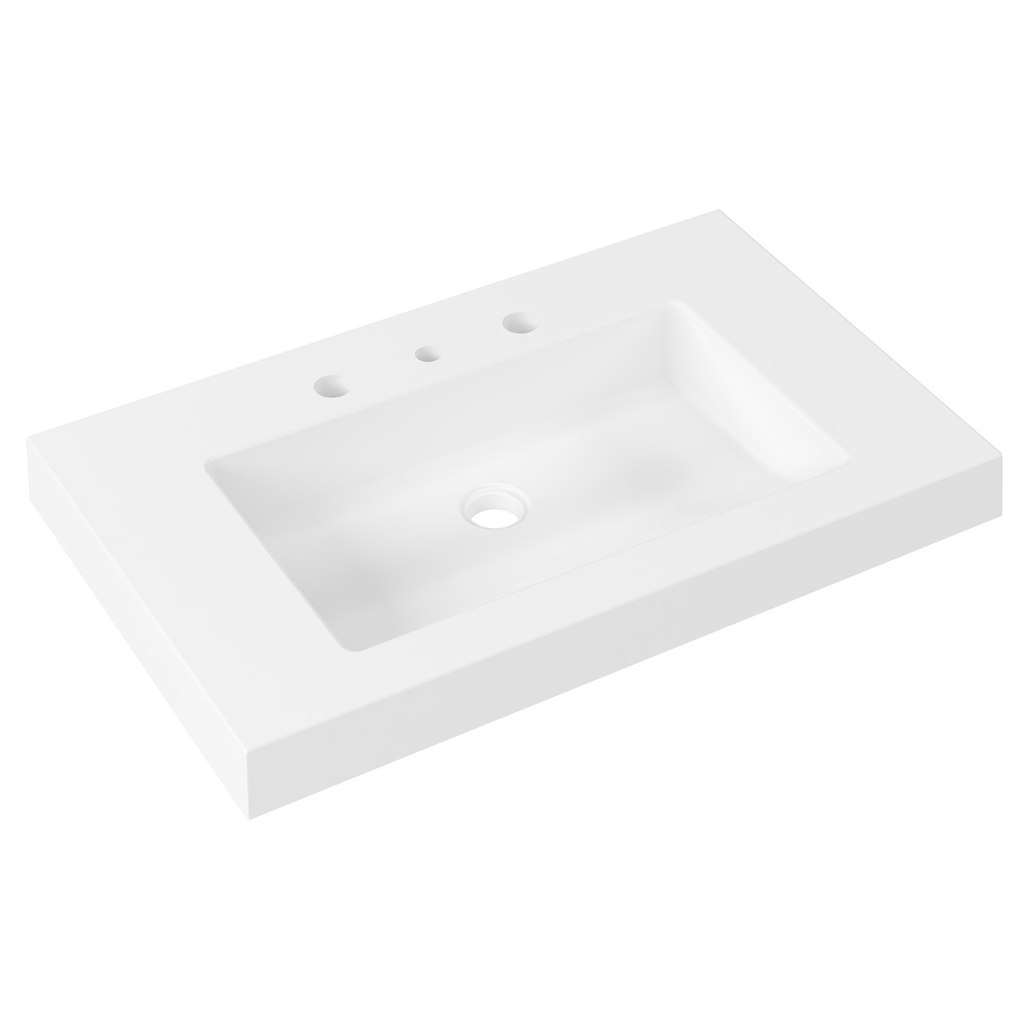 Essential 750mm Gloss White Rectangular Composite Wall Hung Basin