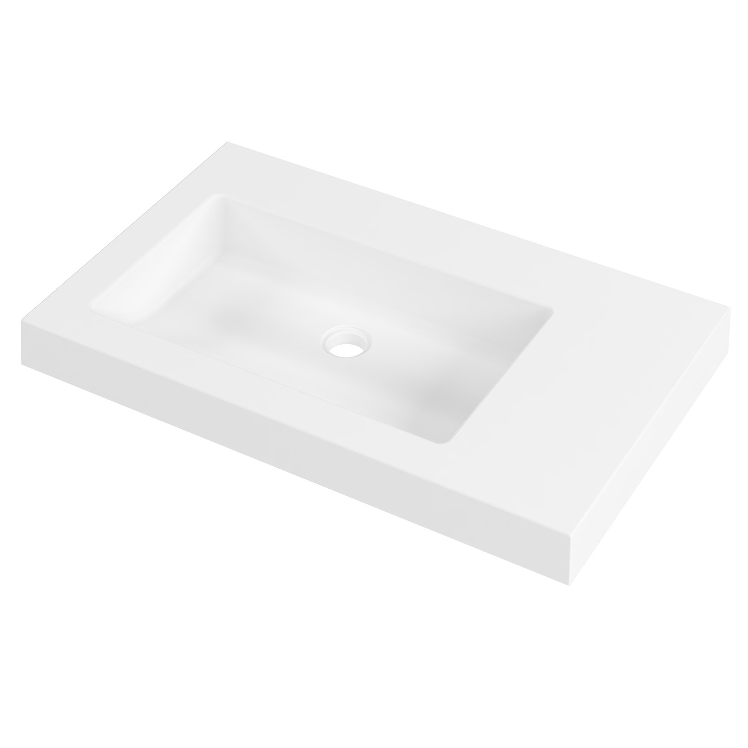 Essential 750mm Gloss White Composite Wall Hung Basin