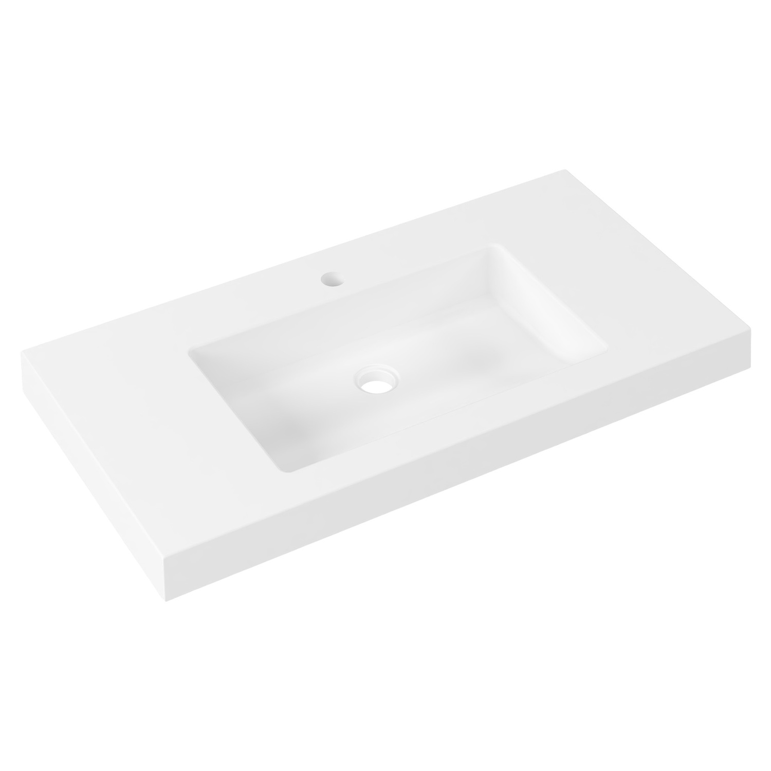 Essential 900mm Gloss White Rectangular Composite Wall Hung Basin