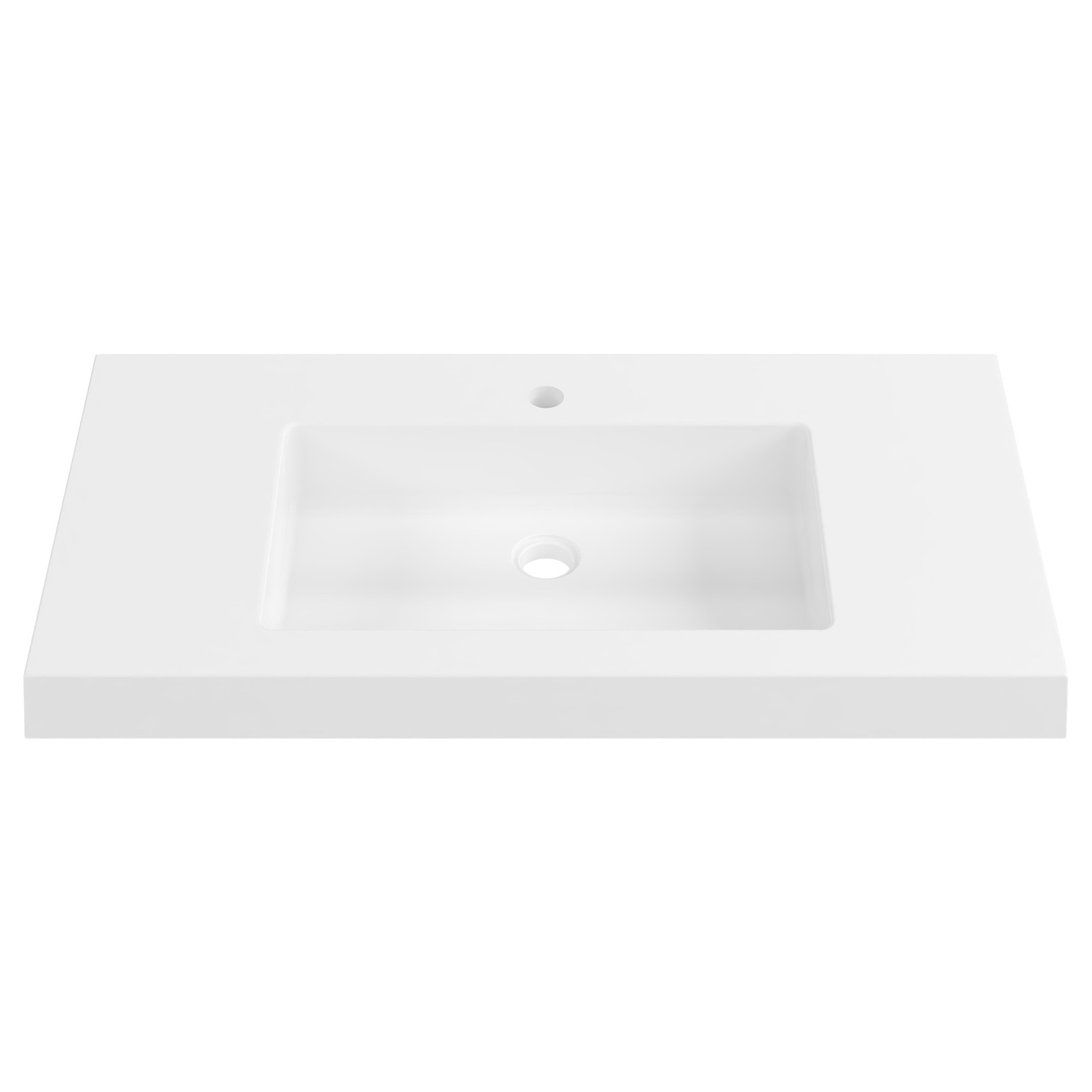 Essential 900mm Gloss White Rectangular Composite Wall Hung Basin