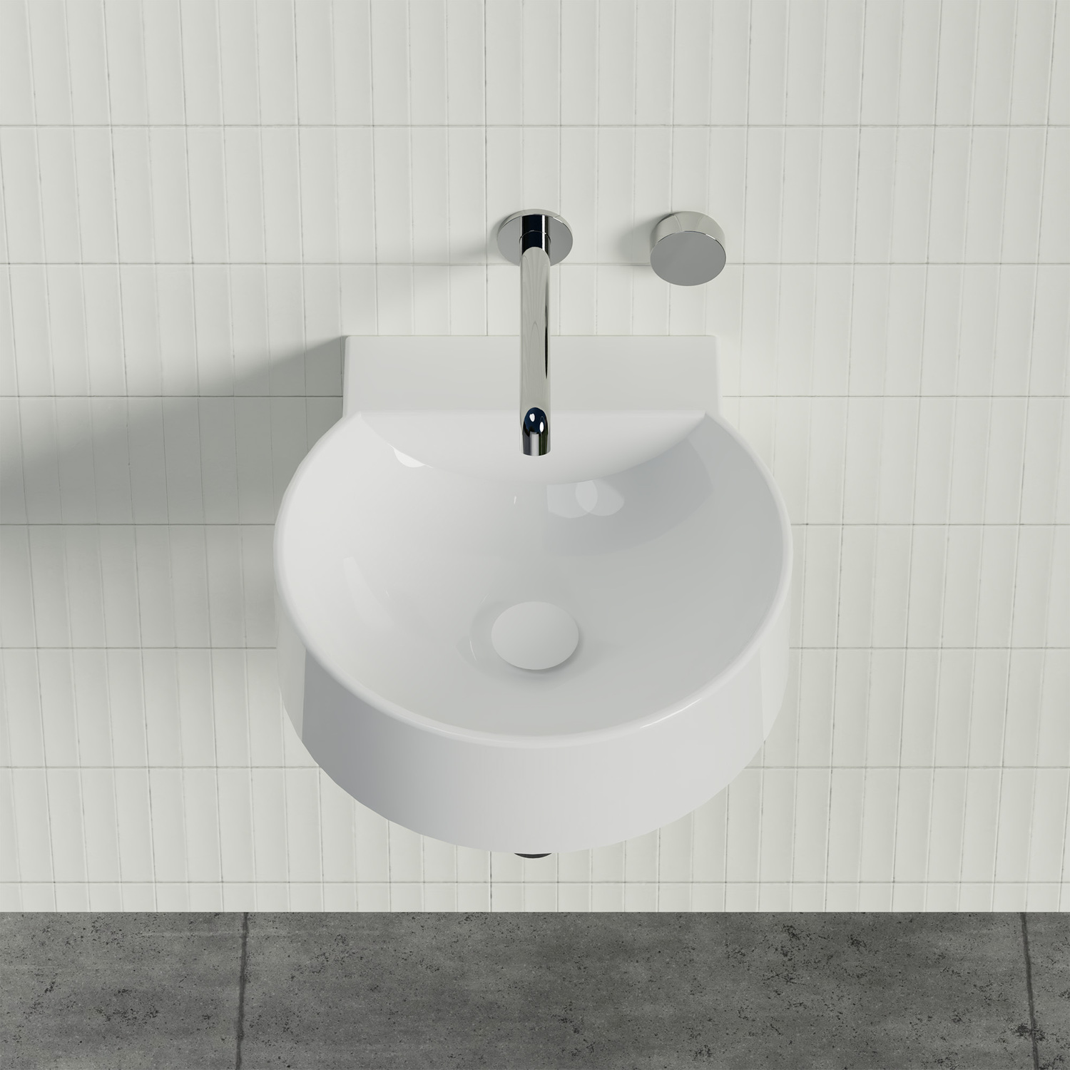 Quay 420mm Gloss White Composite Wall Hung Basin