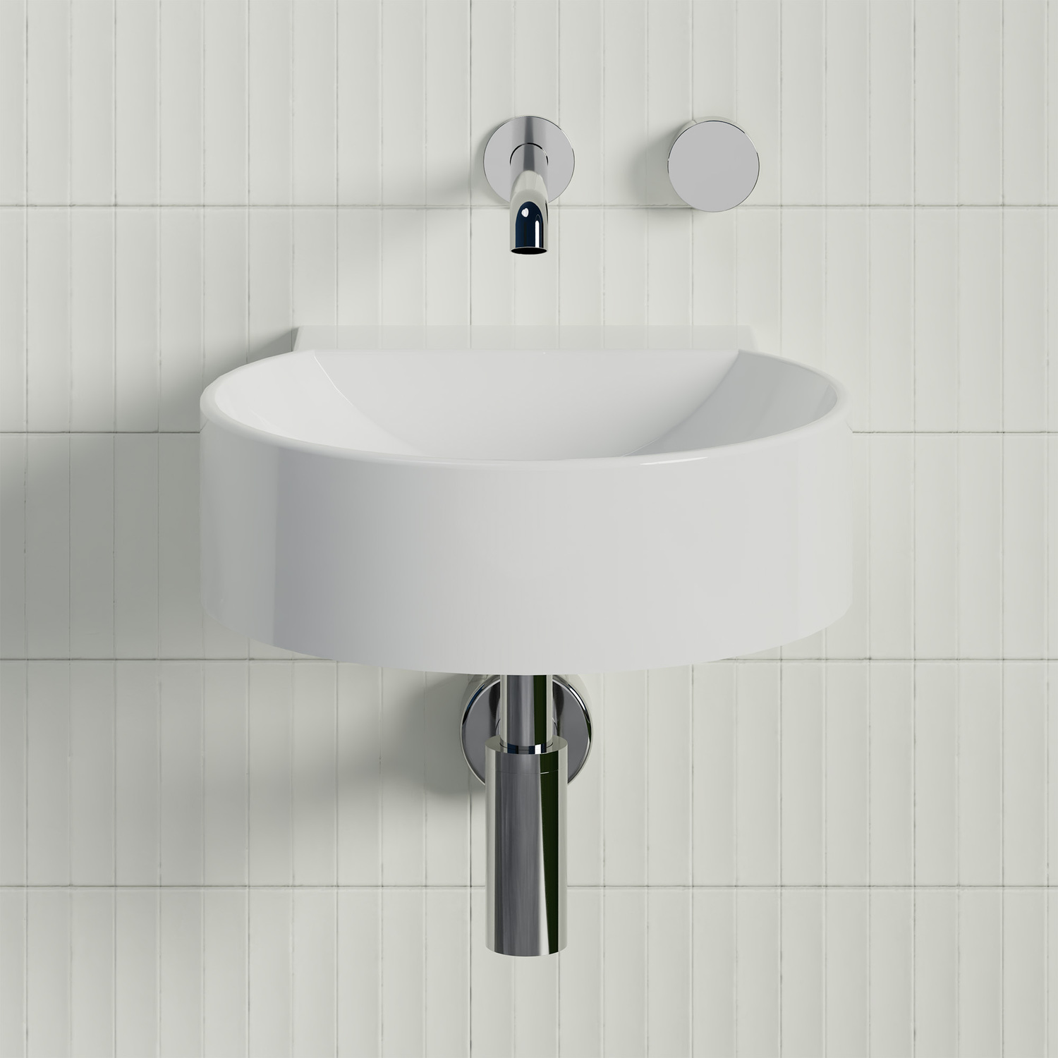 Quay 420mm Gloss White Composite Wall Hung Basin