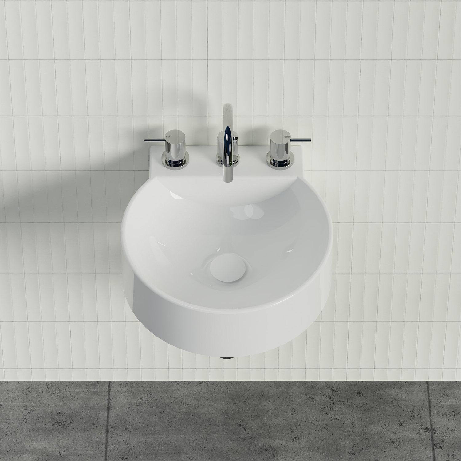 Quay 420mm Gloss White Composite Wall Hung Basin