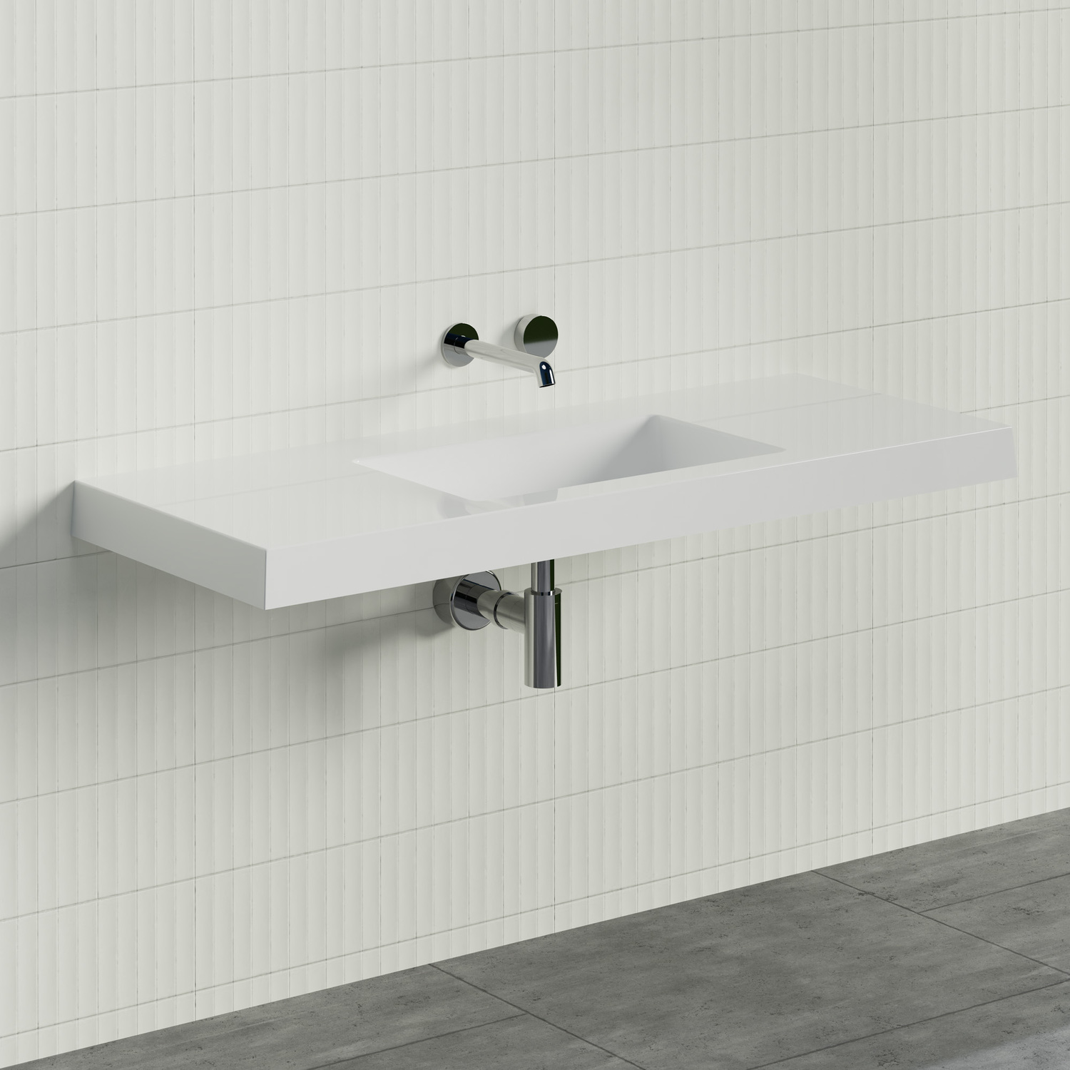 Essential 1200mm Gloss White Rectangular Composite Wall Hung Basin