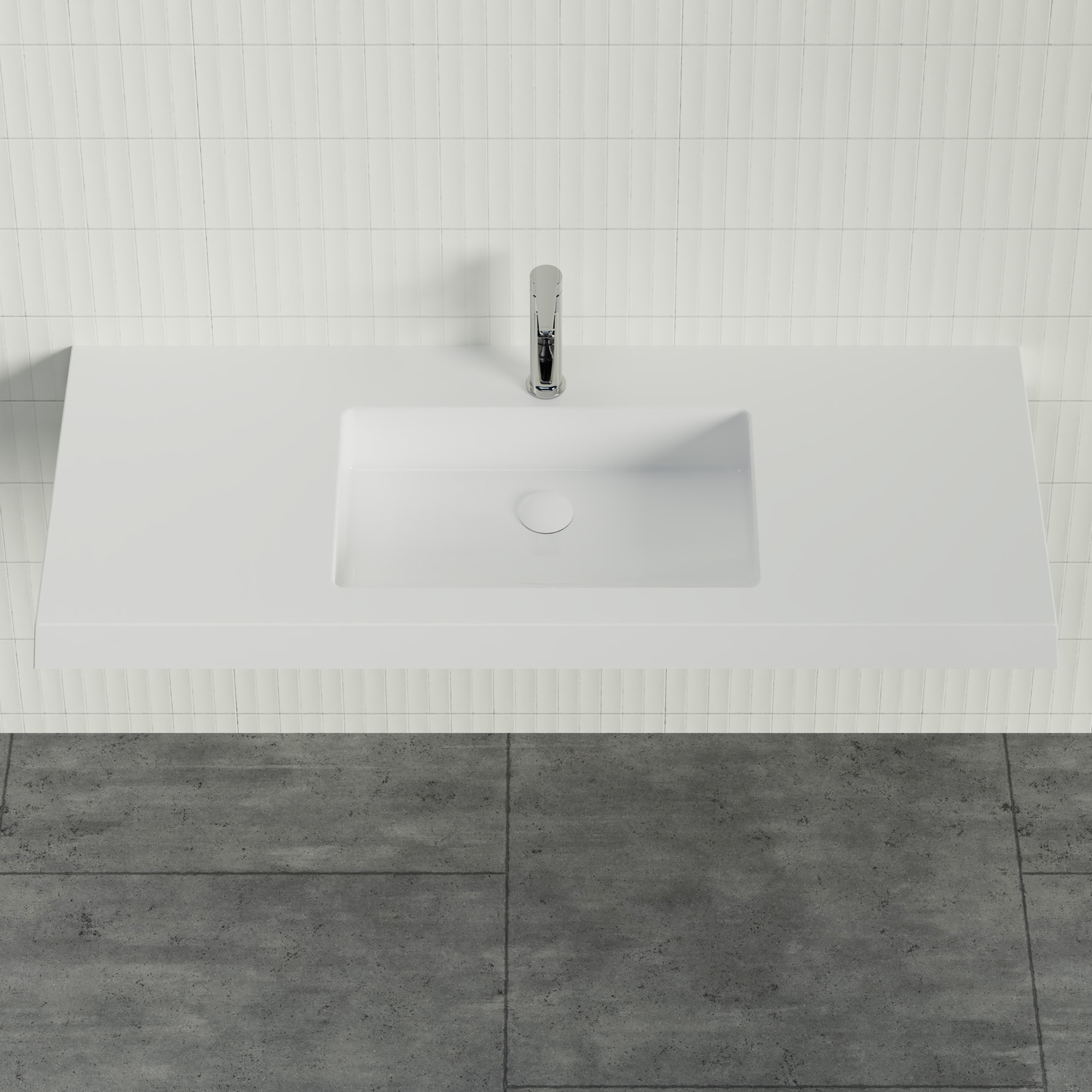 Essential 1200mm Gloss White Rectangular Composite Wall Hung Basin