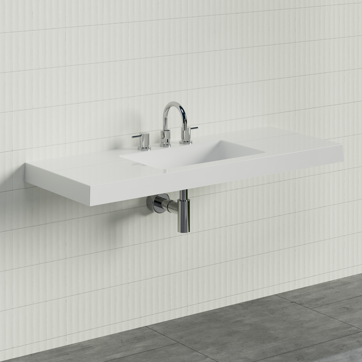 Essential 1200mm Gloss White Rectangular Composite Wall Hung Basin