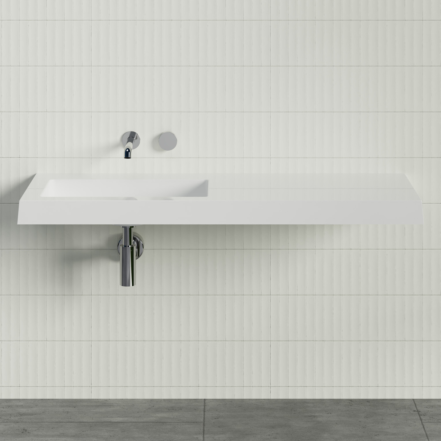 Essential 1200mm Gloss White Composite Wall Hung Basin