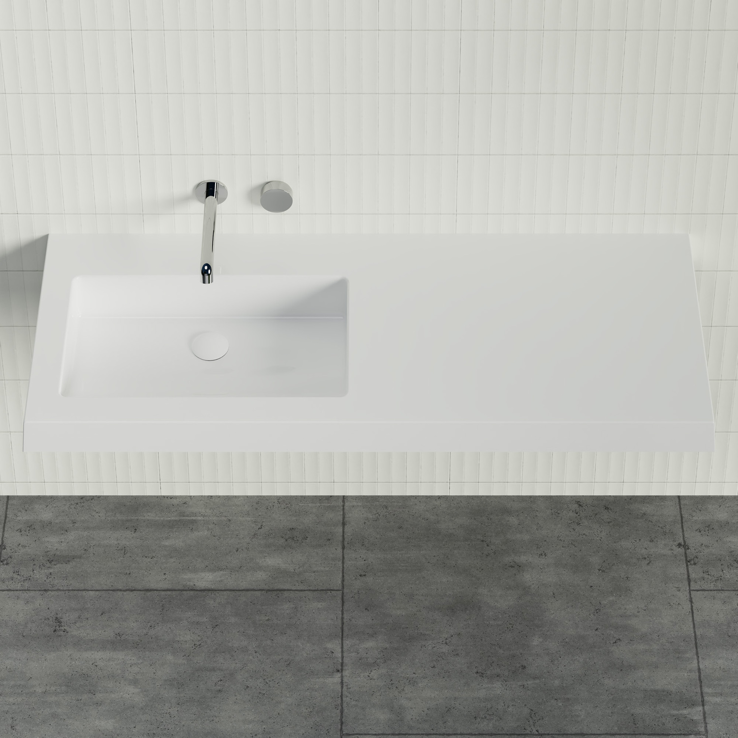 Essential 1200mm Gloss White Composite Wall Hung Basin