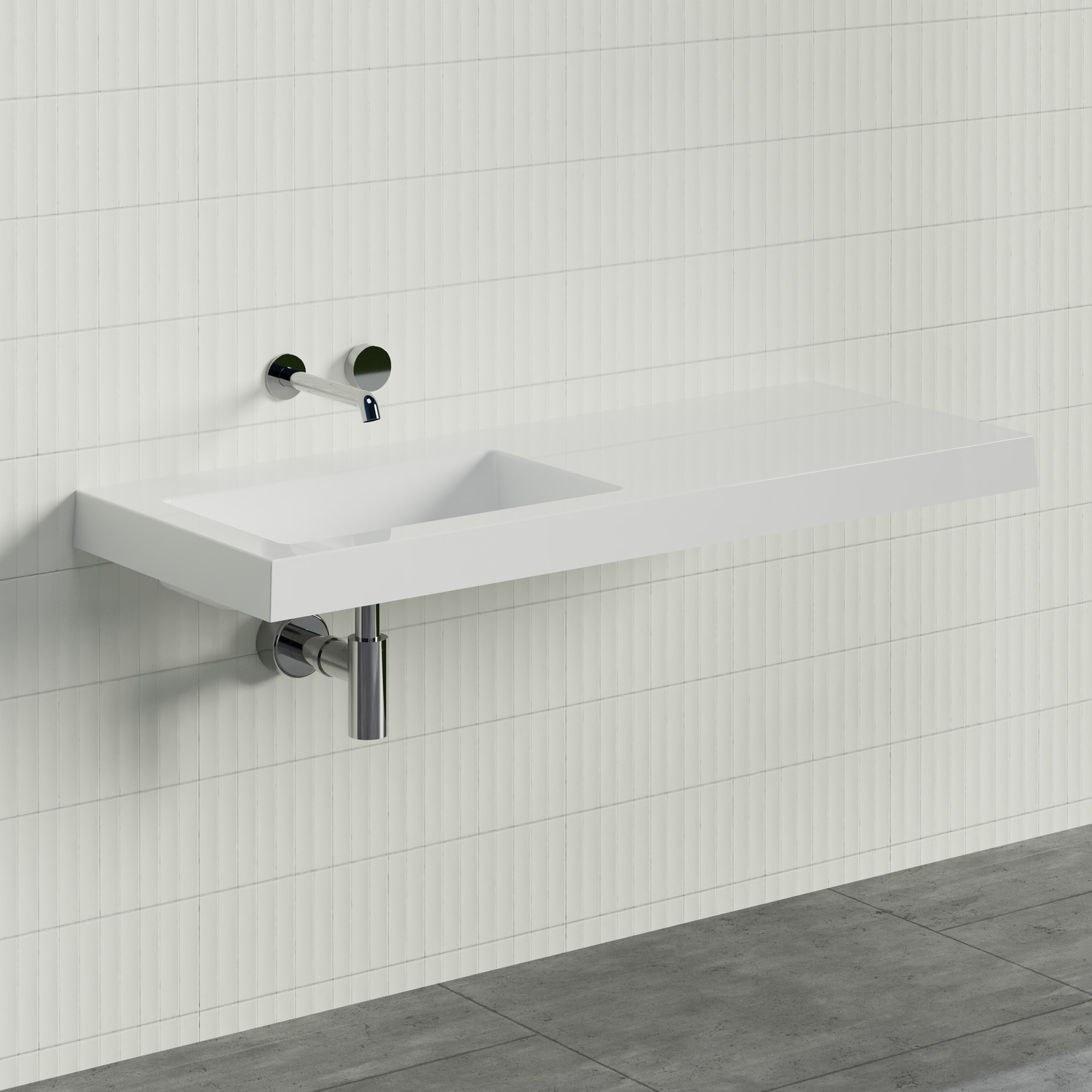 Essential 1200mm Gloss White Composite Wall Hung Basin