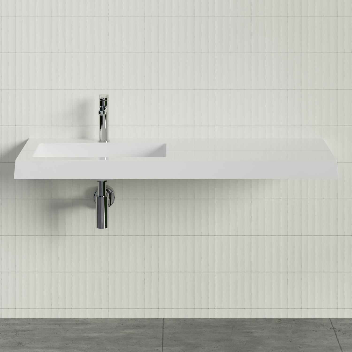 Essential 1200mm Gloss White Composite Wall Hung Basin