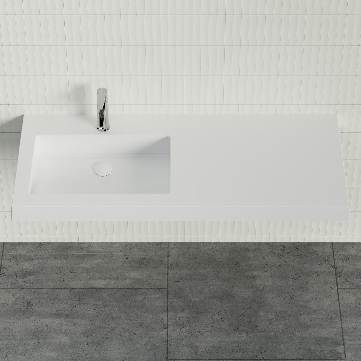Essential 1200mm Gloss White Composite Wall Hung Basin