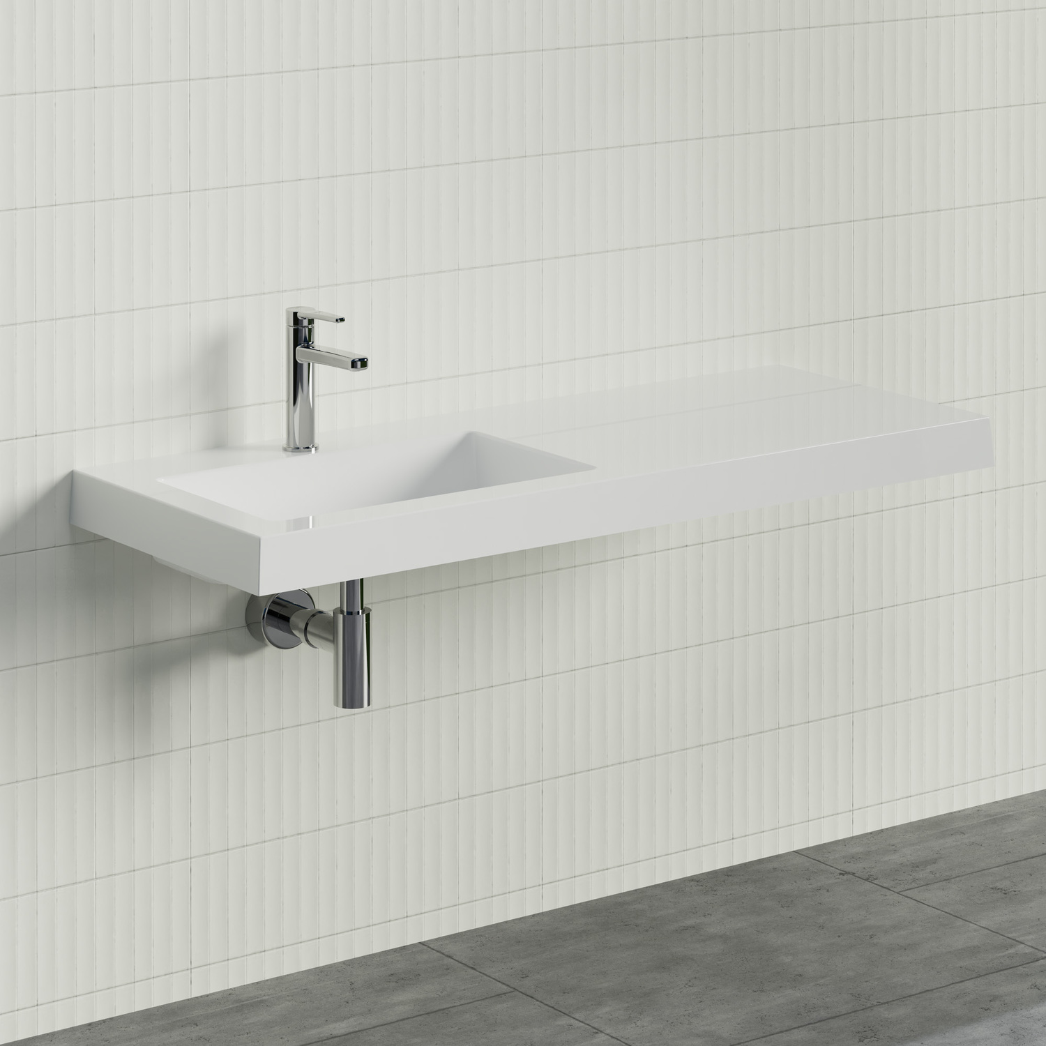 Essential 1200mm Gloss White Composite Wall Hung Basin