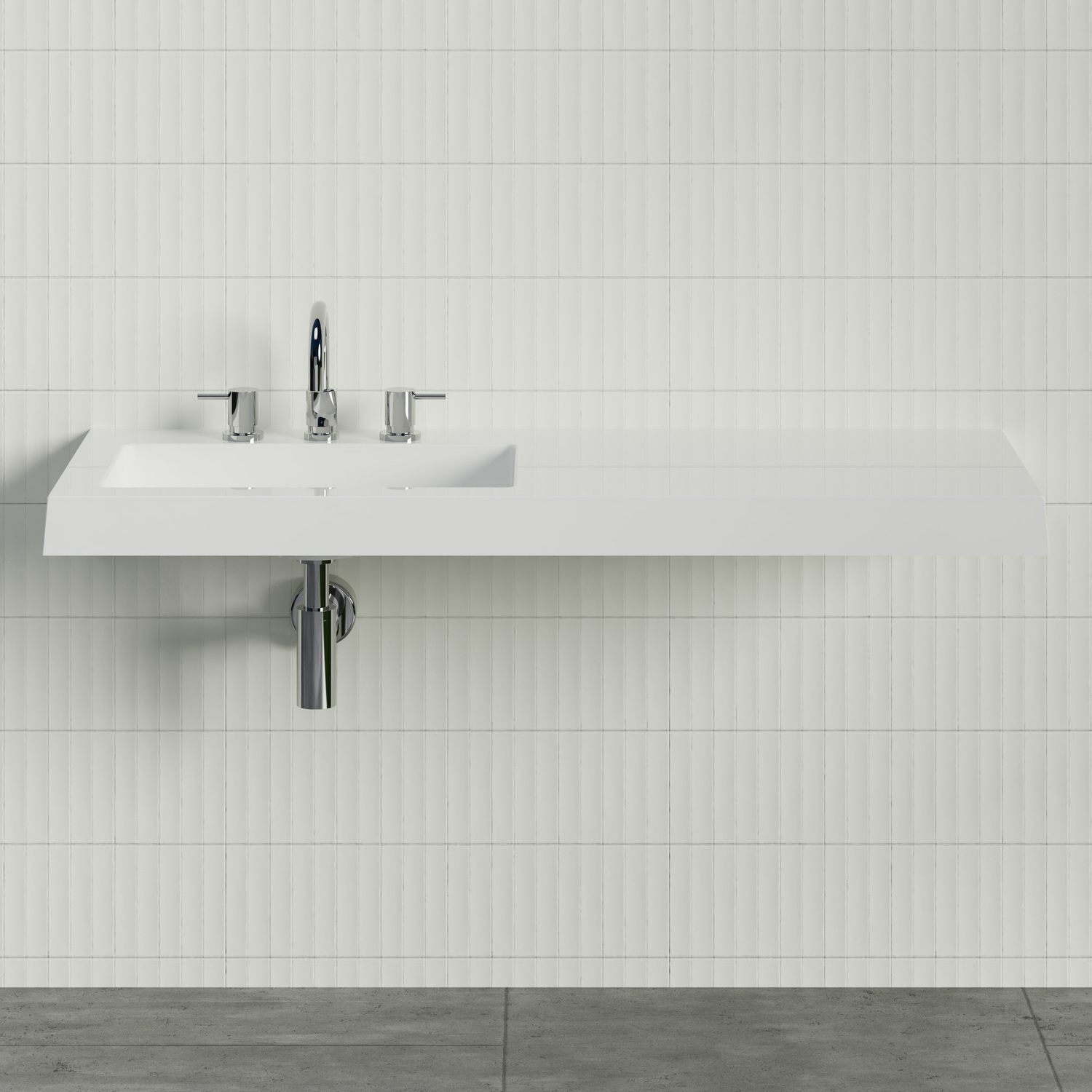 Essential 1200mm Gloss White Composite Wall Hung Basin