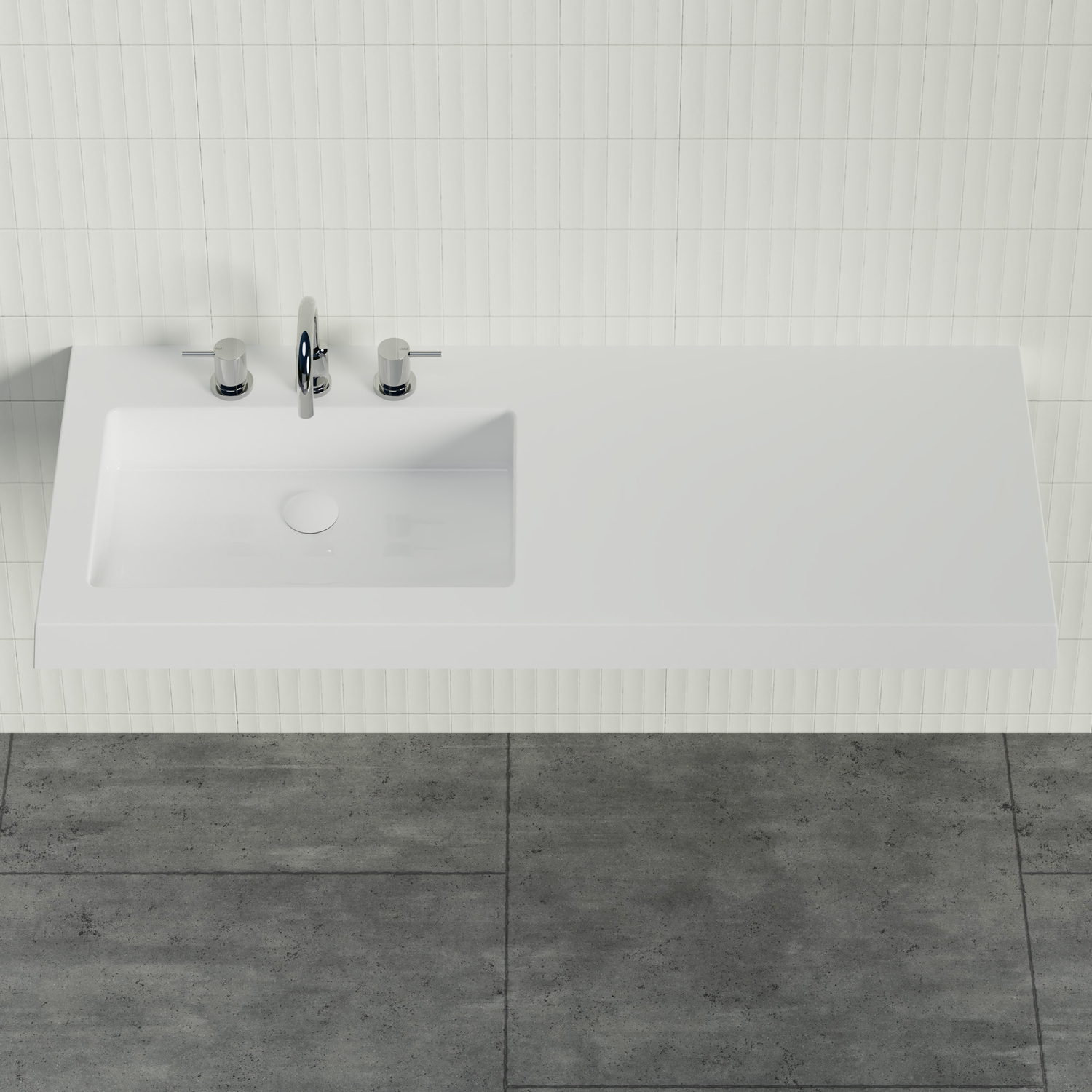 Essential 1200mm Gloss White Composite Wall Hung Basin