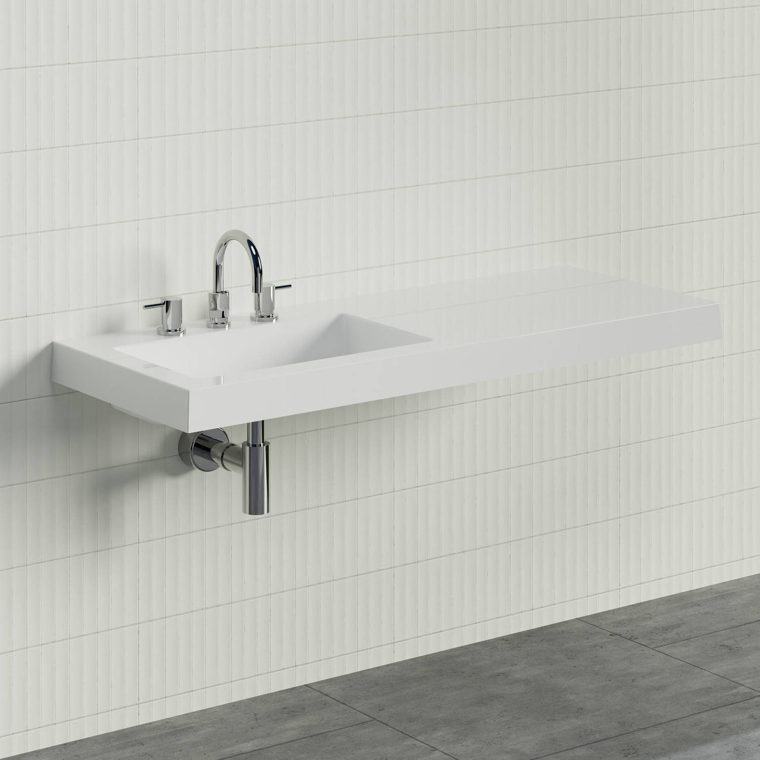 Essential 1200mm Gloss White Composite Wall Hung Basin