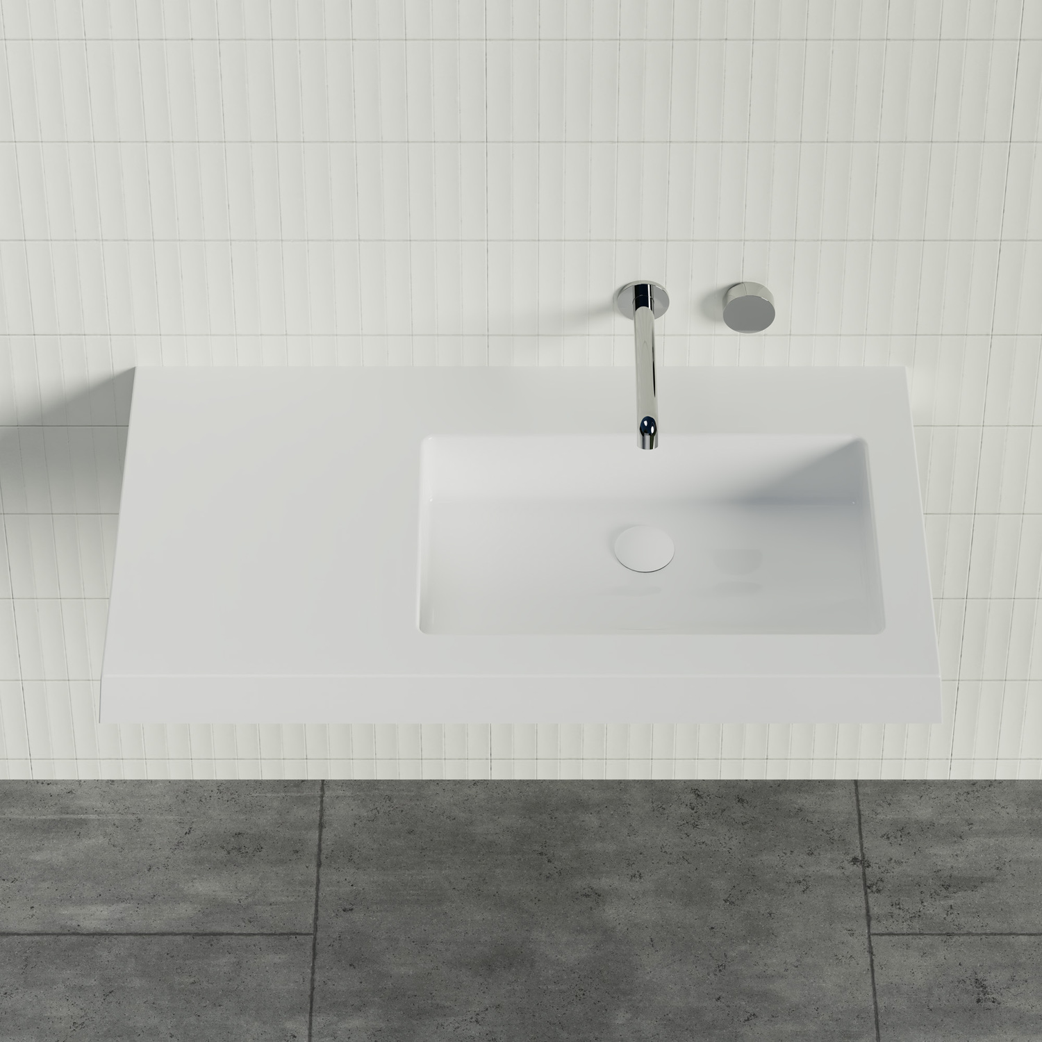 Essential 900mm Gloss White Composite Wall Hung Basin