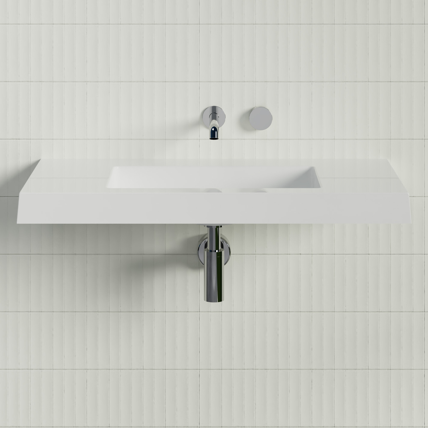 Essential 900mm Gloss White Rectangular Composite Wall Hung Basin